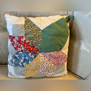 Vintage Handmade Patchwork Quilted Doll Pillow 9”x9”